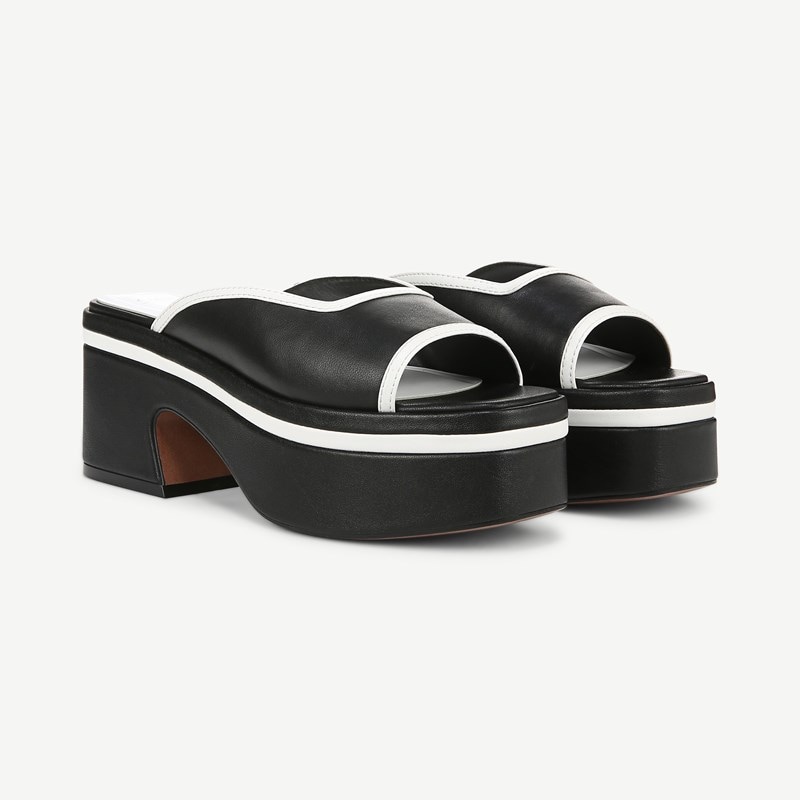 Sarto By Franco Sarto Shoes Sarto Fernanda Platform Sandal (Black Leather) 6.5 M Square Toe