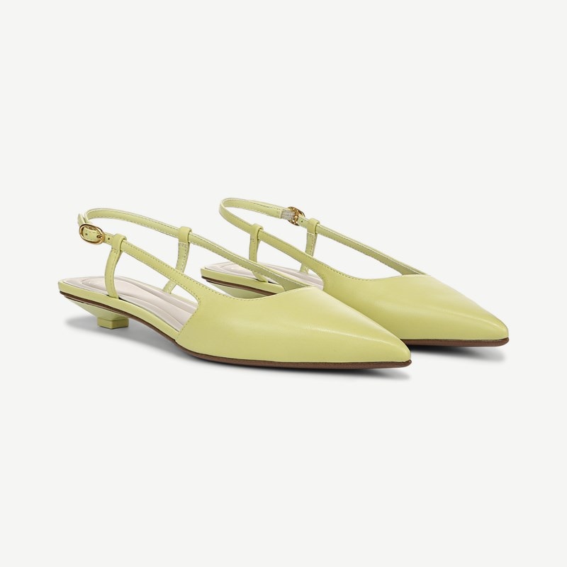 Sarto By Franco Sarto Sarto Pheby Slingback Shoes (Algae Green Leather) 9.0 M Pointed Toe, Buckle Closure