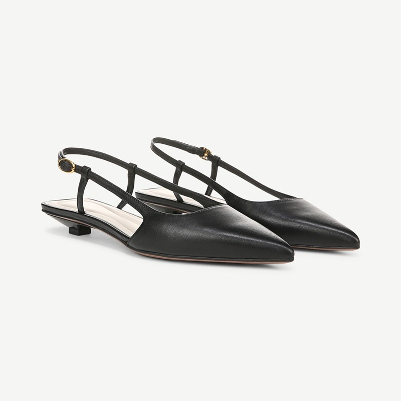 Sarto By Franco Sarto Sarto Pheby Slingback Shoes (Black Leather) 9.5 M Pointed Toe, Buckle Closure