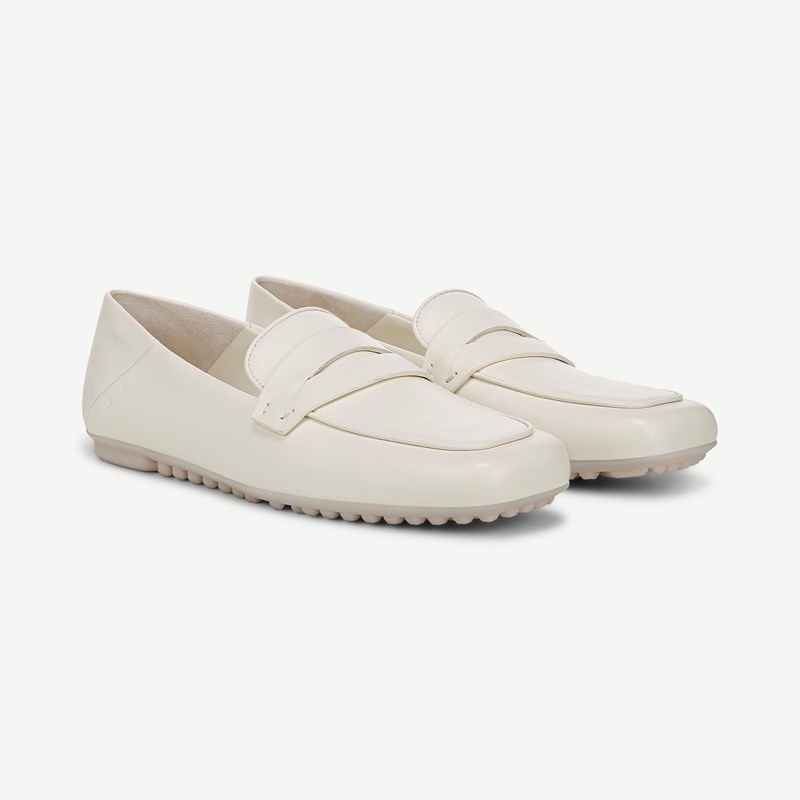 Franco Sarto Franco Zury Loafer (Cream White Leather) 9.5 M Slip On Fit, Square Toe, Slip-On Fit