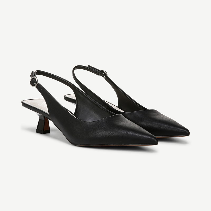 Franco Sarto Franco Jaden Slingback Shoes (Black Faux Leather) 9.0 M Pointed Toe, Buckle Closure