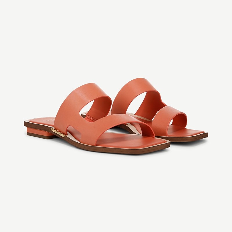 Sarto By Franco Sarto Shoes Sarto Emily Slide Sandal (Coral Pink Leather) 10.0 M Slip On Fit, Open Toe, Slip-On Fit