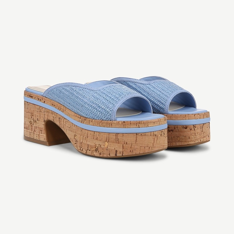 Sarto By Franco Sarto Shoes Sarto Fernanda Platform Sandal (Denim Blue Raffia) 9.0 M Square Toe