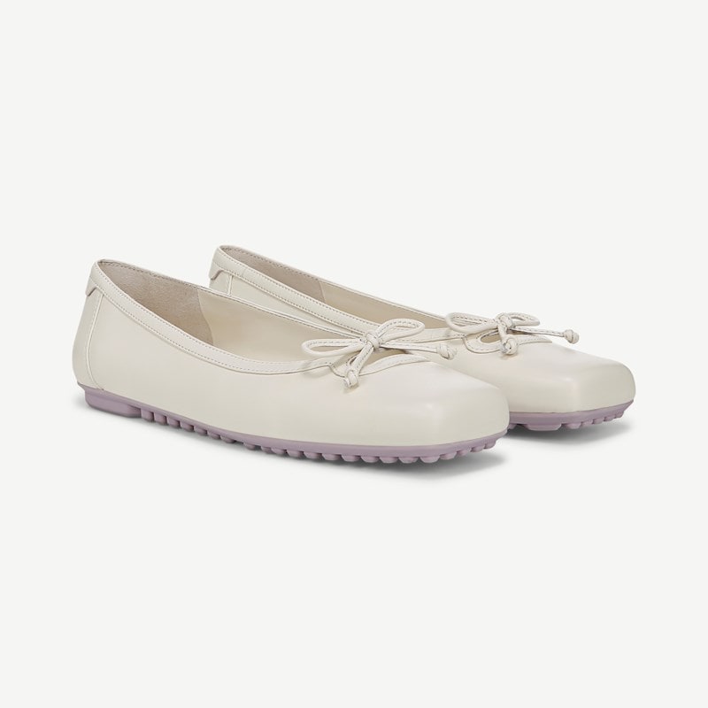 Franco Sarto Franco Imara Ballet Flat Shoes (Cream White Leather) 9.5 M Slip On Fit, Square Toe, Slip-On Fit