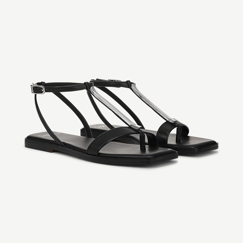 Sarto By Franco Sarto Shoes Sarto Logan Sandal (Black Leather) 8.5 M Square Toe