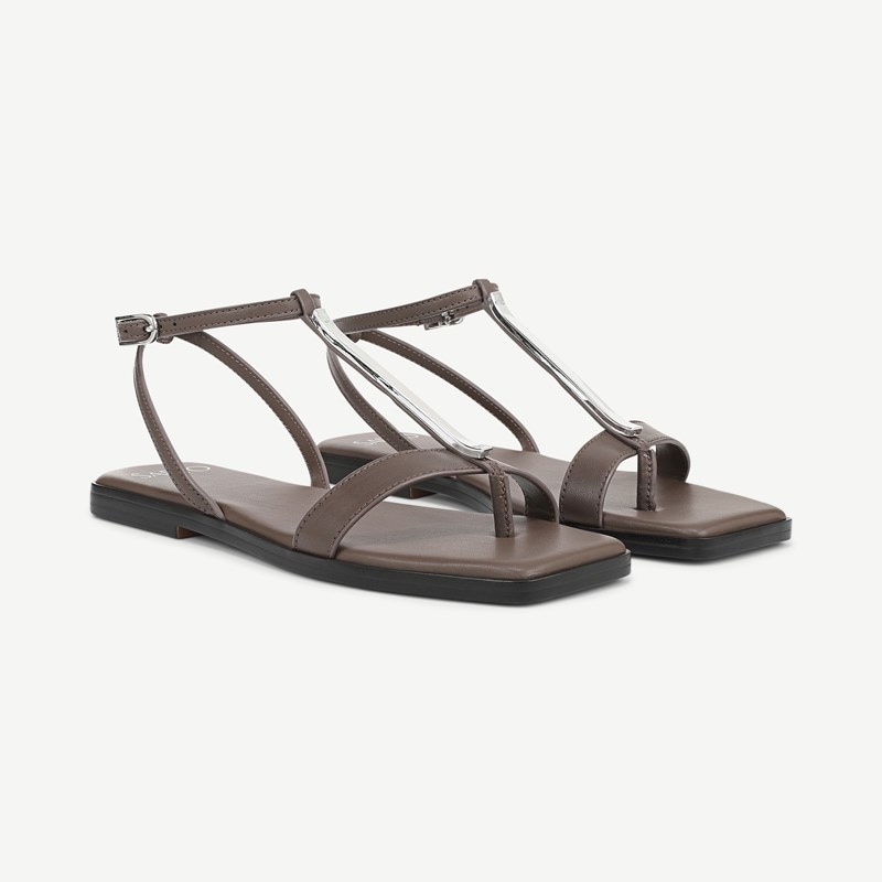 Sarto By Franco Sarto Shoes Sarto Logan Sandal (Earth Brown Leather) 11.0 M Square Toe