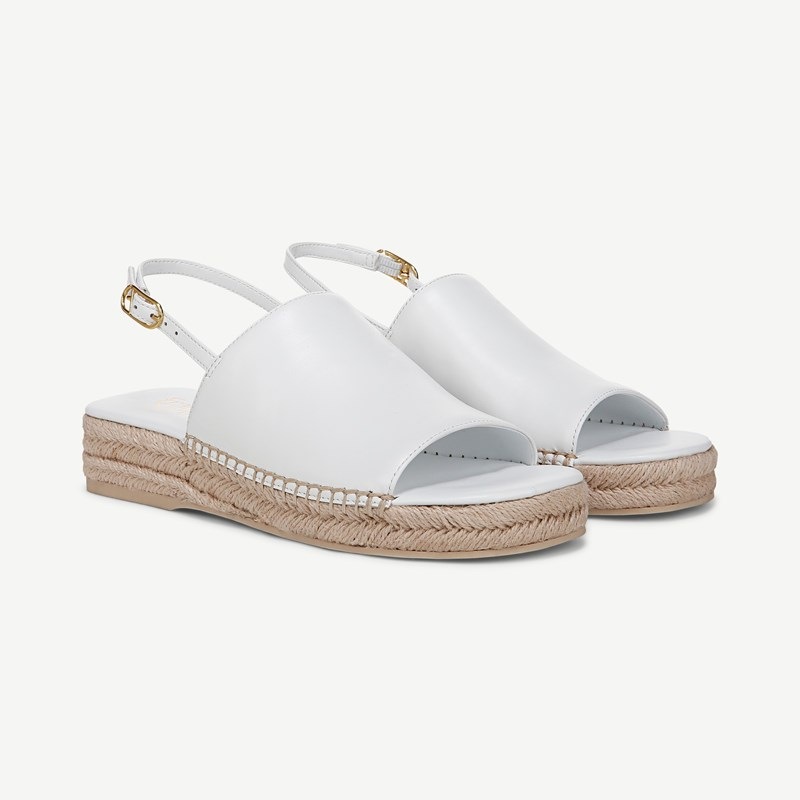 Franco Sarto Shoes Franco Rune Slingback Sandals (Bright White Leather) 5.5 M Round Toe, Platform Heels