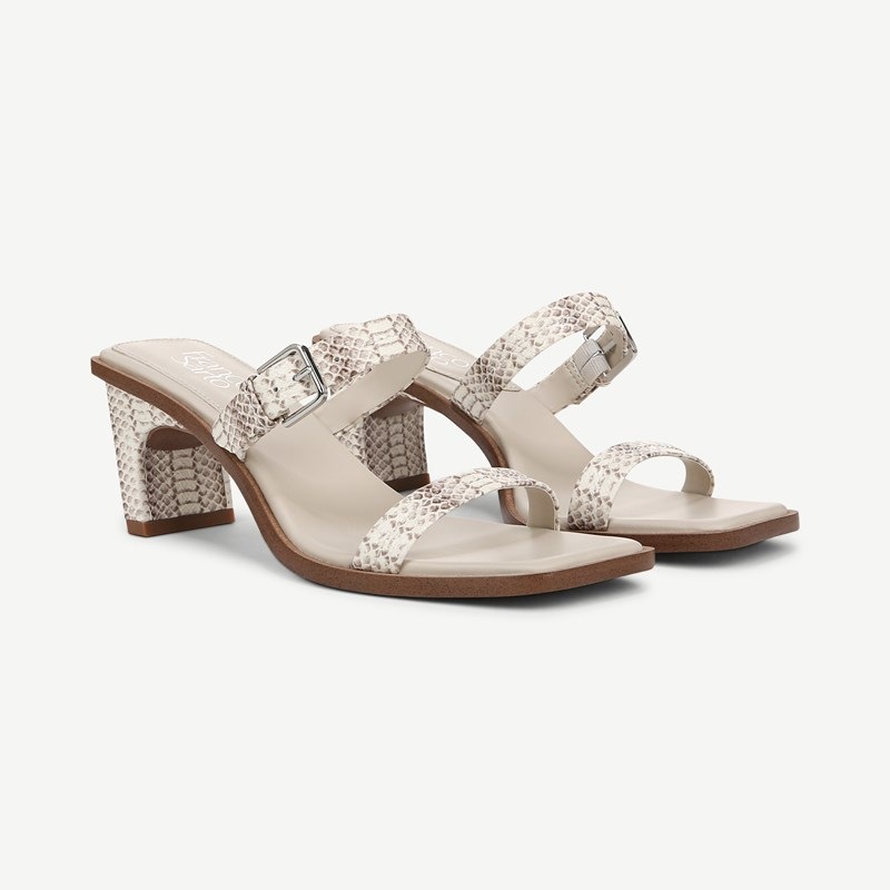 Franco Sarto Shoes Franco Frenza Slide Sandal (Grey Snake Print Faux Leather) 5.5 M Slip On Fit, Square Toe, Slip-On Fit