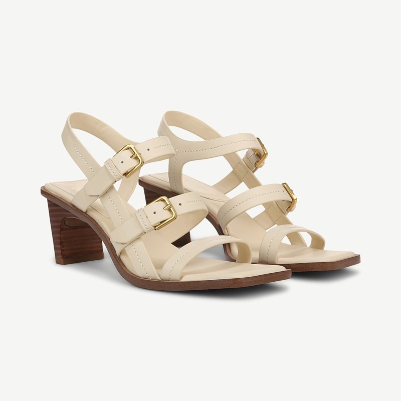 Sarto By Franco Sarto Shoes Sarto Frances Sandal (Ivory White Leather) 10.0 M Square Toe, Buckle Closure