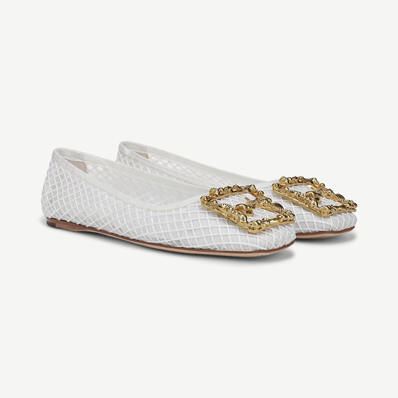 Sarto By Franco Sarto Sarto Flexa Amaya 11 Ballet Shoes (White Twisted Raffia) 6.5 M Slip On Fit, Square Toe, Slip-On Fit