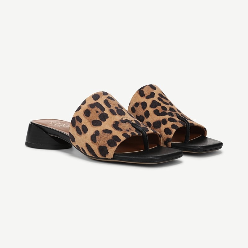 Franco Sarto Shoes Franco Loran Sandal (Leopard Print Suede) 10.0 M Slip On Fit, Square Toe, Slip-On Fit