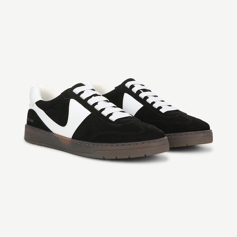 Franco Sarto Franco Ponti Sneaker (Black/white Faux Leather) 8.0 W Slip On Fit, Round Toe, Slip-On Fit, Platform Heels