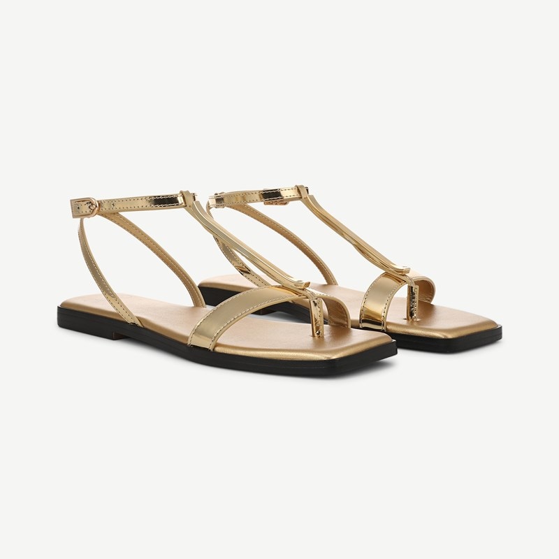Sarto By Franco Sarto Shoes Sarto Logan Sandal (Ocra Gold Leather) 7.5 M Square Toe