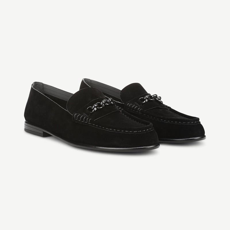 Franco Sarto Franco Maris Bit Loafer (Black Suede) 8.5 M Almond Toe