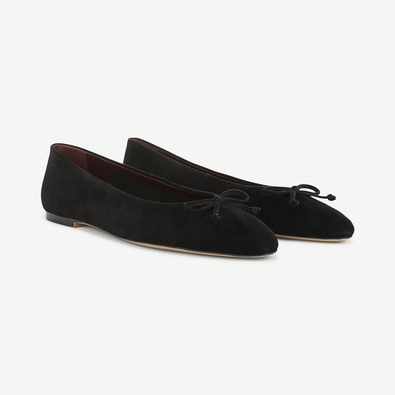 Franco Sarto Franco Rosalee Ballet Flat Shoes (Black Suede) 7.0 M Slip On Fit, Almond Toe, Slip