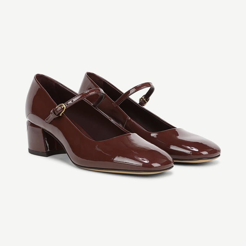 Franco Sarto Franco Davi Mary Jane Pump (Russet Red Faux Patent Leather) 10.0 M Square Toe, Buckle Closure