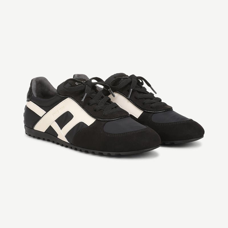 Franco Sarto Franco Raquel Lace Up Sneaker (Black/white Nylon/microfiber) 11.0 M Round Toe