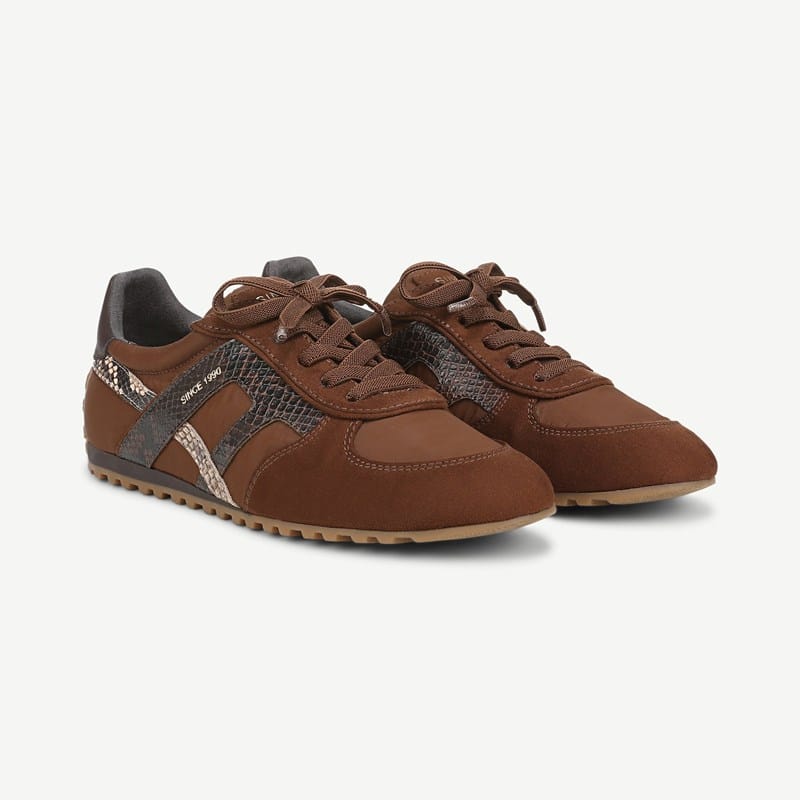 Franco Sarto Franco Raquel Lace Up Sneaker (Brown/multi Nylon/microfiber) 5.5 M Round Toe