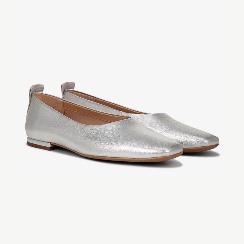 Franco Sarto Franco Vana Ballet Flat Shoes (Silver) 10.0 M Slip On Fit, Round Toe, Slip-On Fit