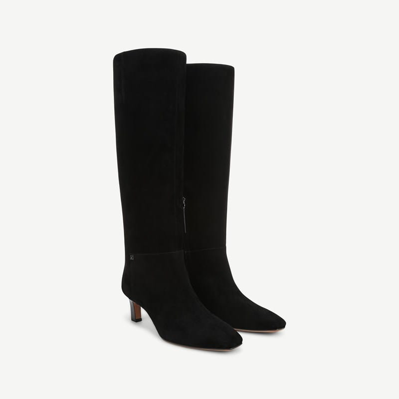 Franco Sarto Franco Timmy Wide Calf Knee High Boot (Black Suede) 9.5 M Square Toe