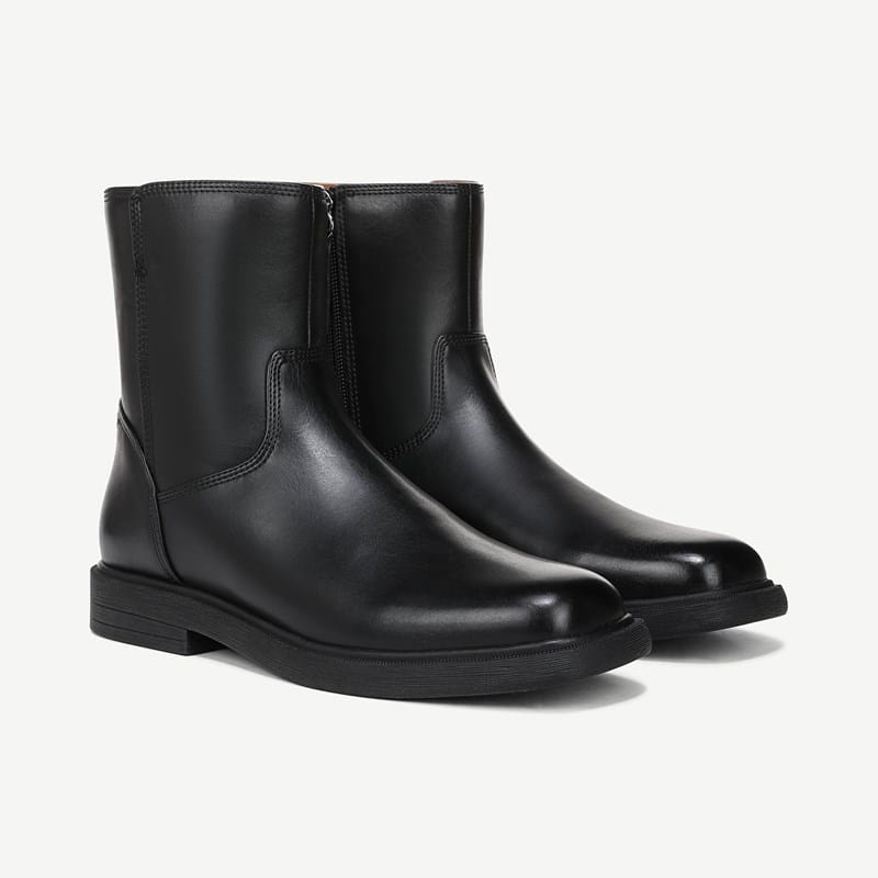 Franco Sarto Franco Pavla Ankle Boot (Black Faux Leather) Square Toe
