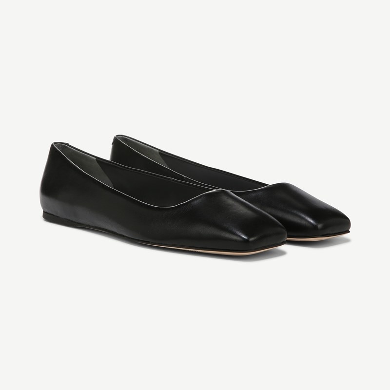 Sarto By Franco Sarto Sarto Flexa Amaya Ballet Flat Shoes (Black Leather) 7.0 W Slip On Fit, Square Toe, Slip-On Fit