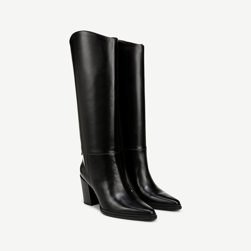 Sarto By Franco Sarto Sarto Jasmine Knee High Boot (Black Leather) 7.0 M Pointed Toe
