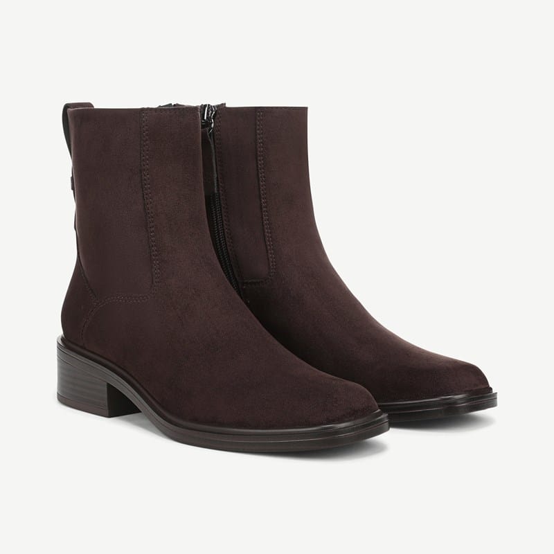 Franco Sarto Women's Gracely Block Heel Zip Short Boots - Hickory Brown Faux Leather