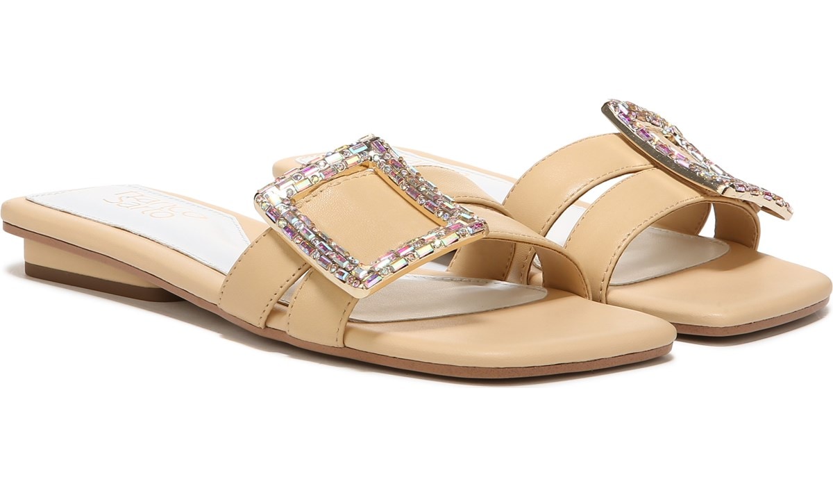 women's slide sandals leather