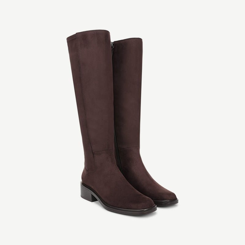 Franco Sarto Women's Gisella Wide Calf Round Toe Zip Tall Boots - Hickory Brown Faux Suede Wide Calf