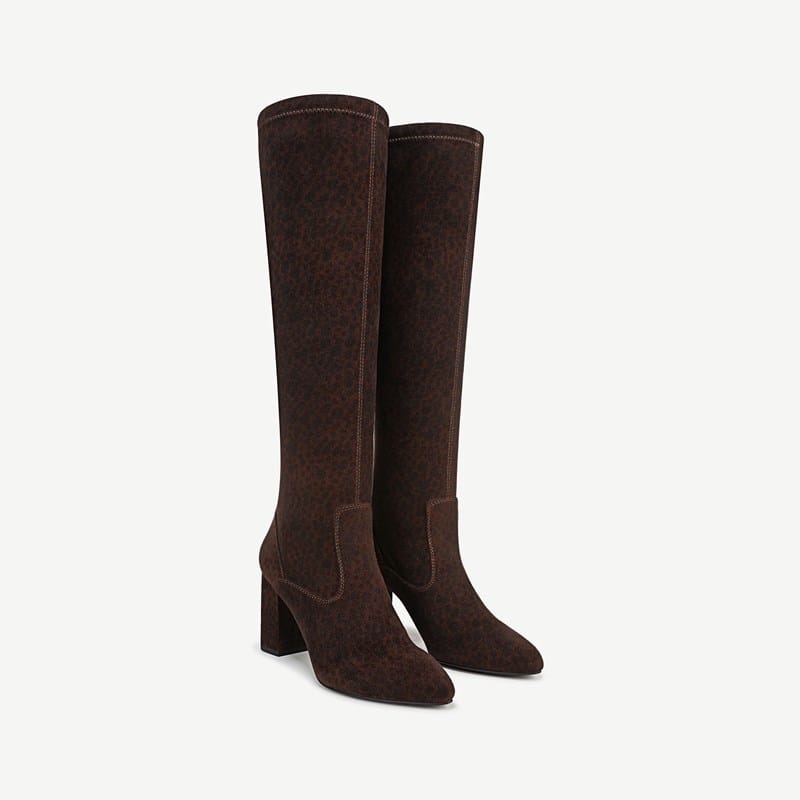 Franco Sarto Franco Katherine Knee High Boot (Brown Leopard Print Microfiber) 6.0 M Pointed Toe