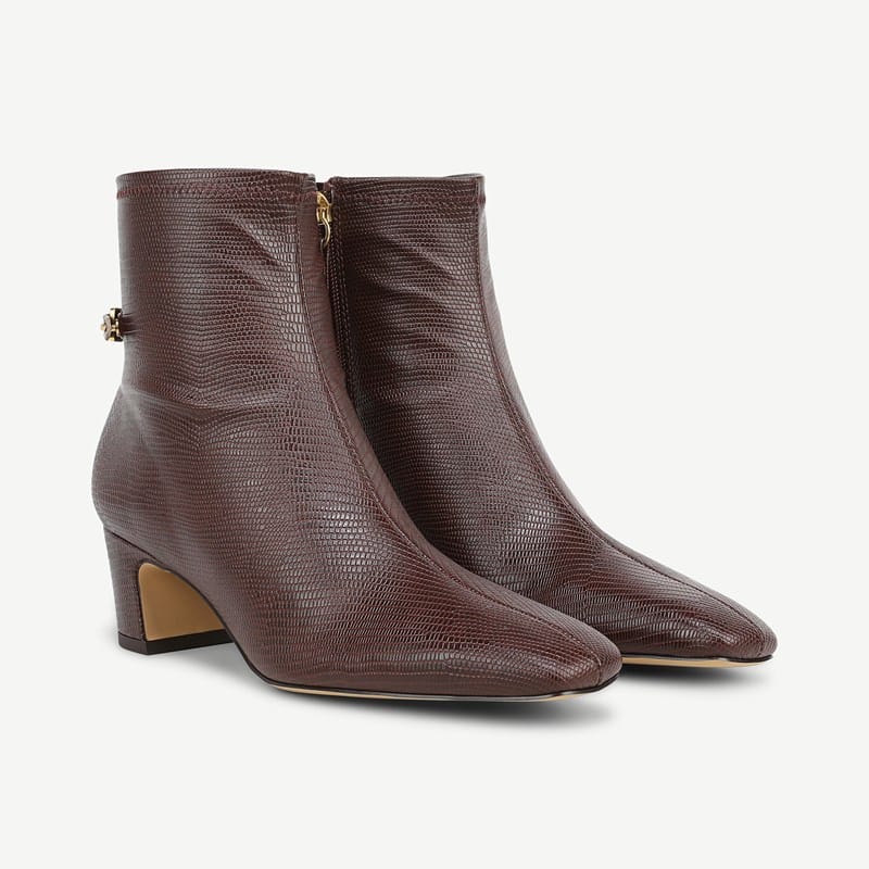 Franco Sarto Franco Flexa Stina Block Heel Booties (Red Snake Print Faux Leather) 10.0 W Square Toe