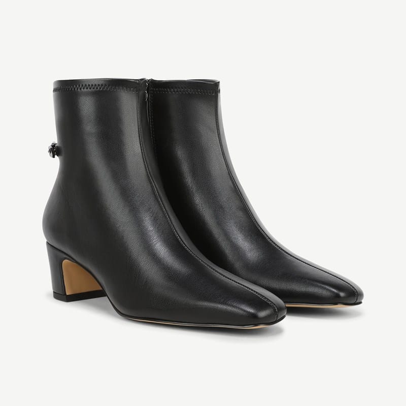 Franco Sarto Franco Flexa Stina Block Heel Booties (Black Faux Leather) 5.5 M Square Toe