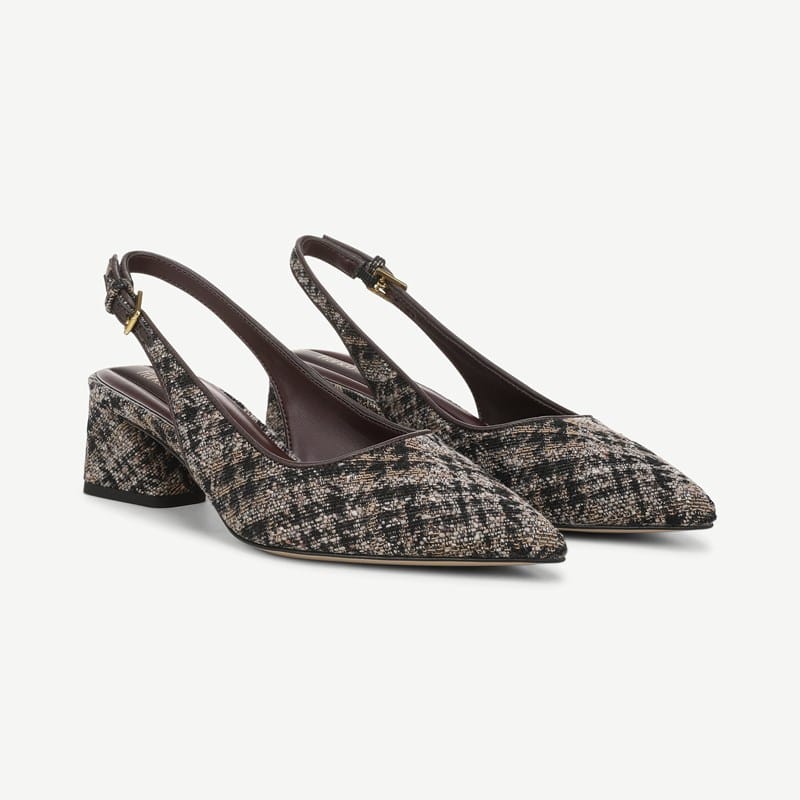 Franco Sarto Franco Racer 2 Slingback Pump (Brown Multi Woven Fabric) 5.5 M Pointed Toe, Buckle Closure