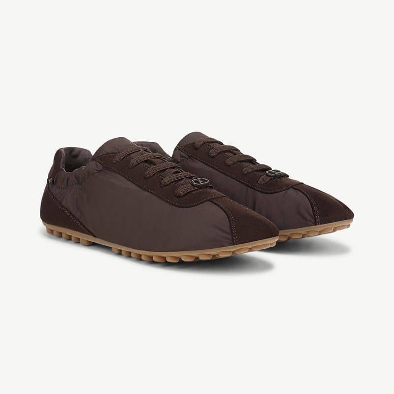 Franco Sarto Franco Felina Slip On Sneaker (Oxford Brown Nylon Fabric) 5.5 M Round Toe