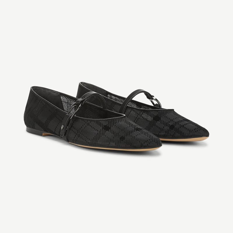 Sarto By Franco Sarto Sarto Rubina Mary Jane Flat Shoes (Black Mesh/velvet) 8.5 M Pointed Toe, Buckle Closure