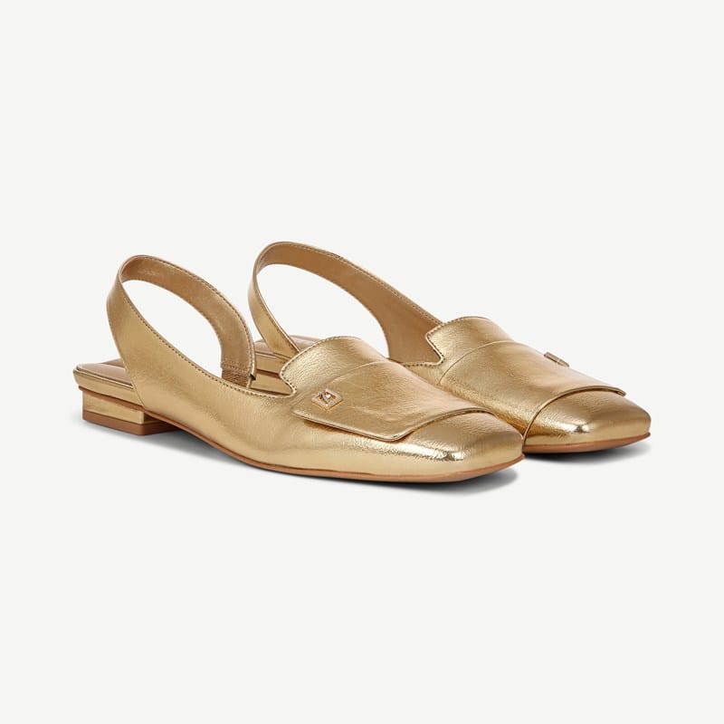 Franco Sarto Franco Teagan Slingback Shoes (Gold Faux Leather) 5.0 M Square Toe