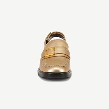 Sarto By Franco Sarto A-Gianna Slingback Loafer In Gold Leather size 9.5 M Franco Sarto Gianna Slingback Loafer Heel Gold Leather | eBay main image 3