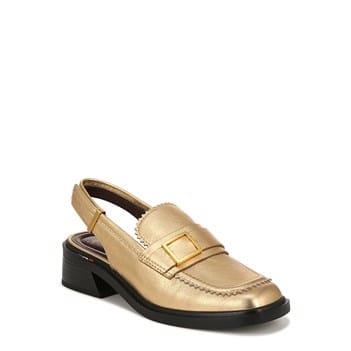Sarto By Franco Sarto A-Gianna Slingback Loafer In Gold Leather size 9.5 M Franco Sarto Gianna Slingback Loafer Heel Gold Leather | eBay main image 2