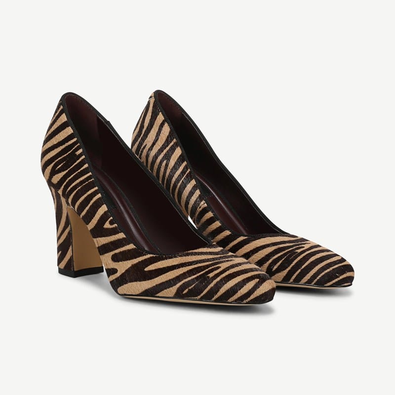 Franco Sarto Women's Flexa Junia2 Pointed Toe Pumps - Camel Brown Zebra Print Calf Hair
