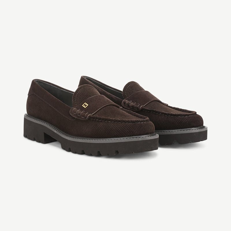 Sarto By Franco Sarto Sarto Saffron Lug Sole Loafer (Hickory Brown Cordoroy Fabric) 5.5 M Slip On Fit, Round Toe, Slip-On Fit