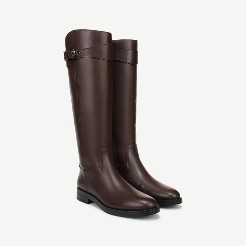Franco Sarto Franco Marny Knee High Riding Boot (Dark Chestnut Leather) 10.0 M Round Toe