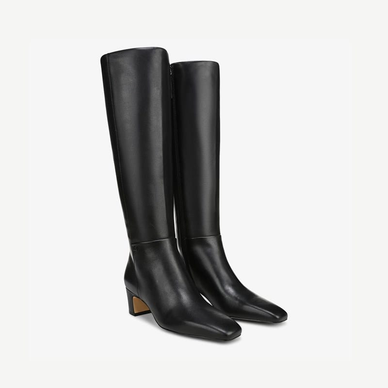 Franco Sarto Women's Flexa Shara Square Toe Dress Regular Calf Boots - Black Leather