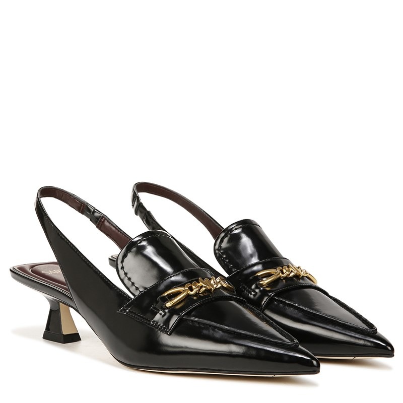 Sarto By Franco Sarto Sarto Diva Fashion Slingback Dress Shoe Shoes (Black Faux Leather) 5.5 M Slip On Fit, Pointed Toe, Slip-On Fit