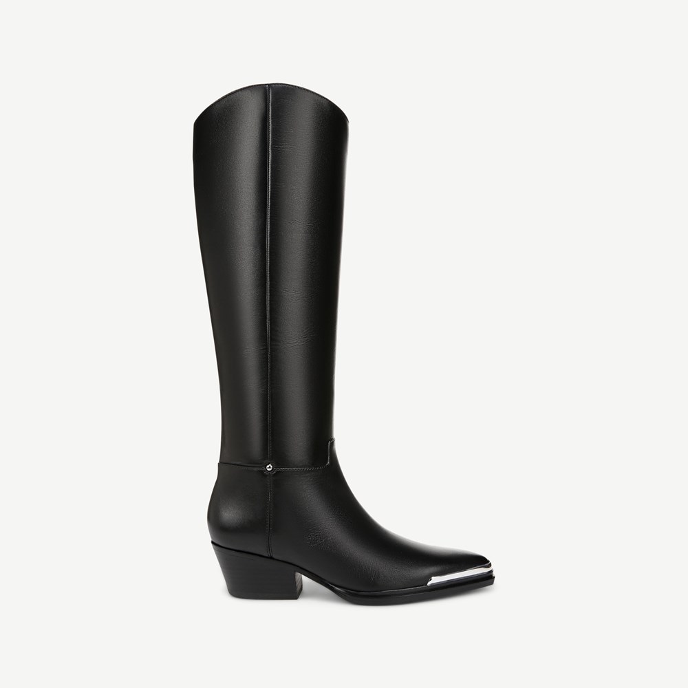 Black knee length boots wide calf 2025