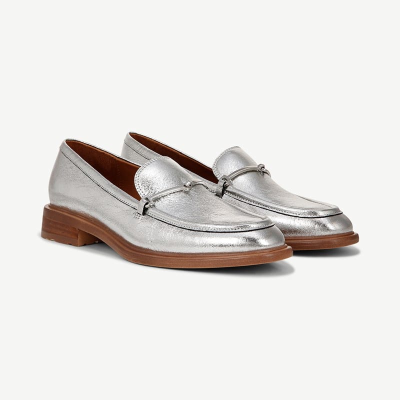 Sarto By Franco Sarto Sarto Eda Bit Loafer (Silver Leather) 7.0 M Slip On Fit, Almond Toe, Slip