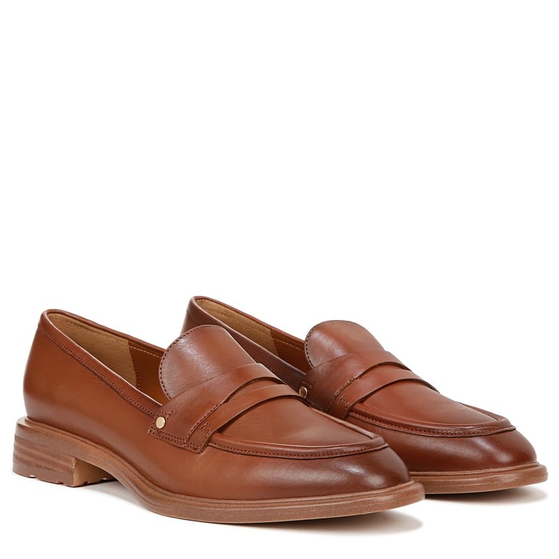 Franco Sarto Franco Edith 2 Penny Loafer (Tobacco Brown Leather) 6.5 W Slip On Fit, Almond Toe, Slip-On Fit
