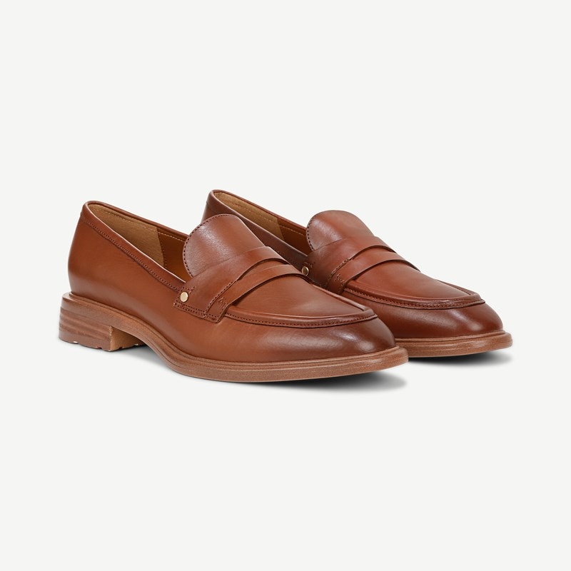 Franco Sarto Franco Edith 2 Penny Loafer (Tobacco Brown Leather) 7.0 M Slip On Fit, Almond Toe, Slip-On Fit