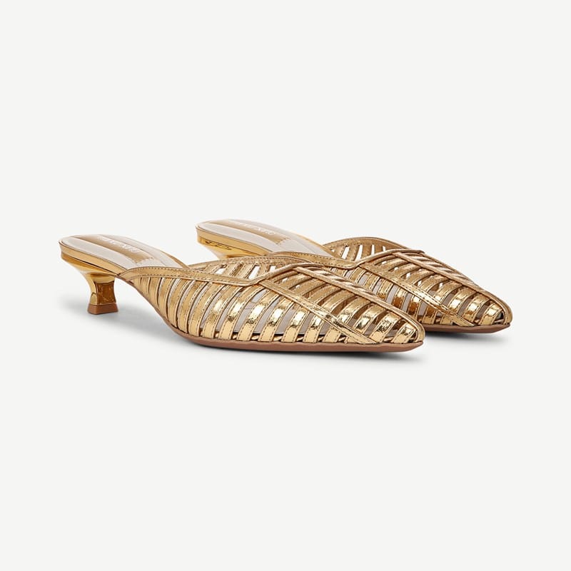 Franco Sarto Franco Marlina Mule (Gold Faux Leather) 5.5 M Slip On Fit, Pointed Toe, Slip-On Fit
