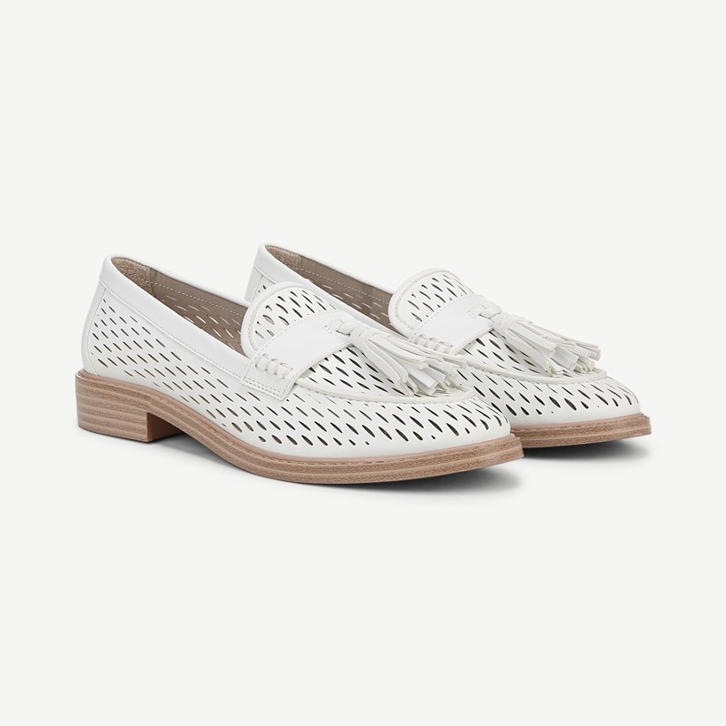 Franco Sarto Franco Carolynn Low Loafer (Bright White Faux Leather) 11.0 M Almond Toe